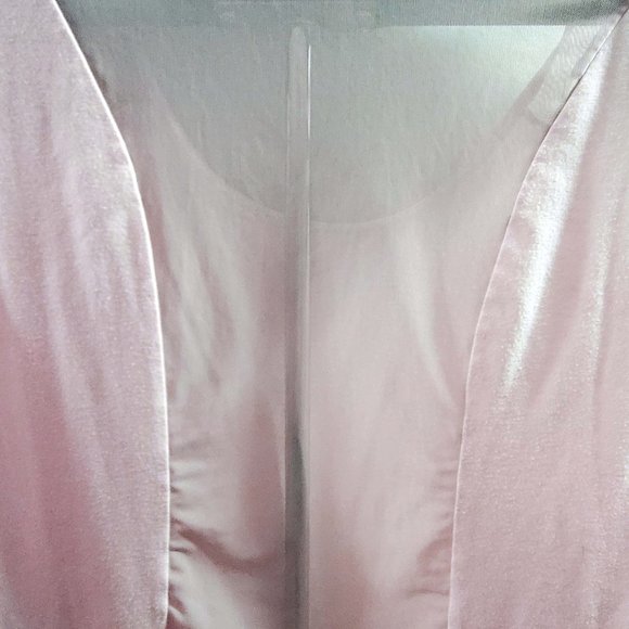 Light Peach Short Sleeve Crop Top with sheer Mesh Insets (2X) - Picture 8 of 12